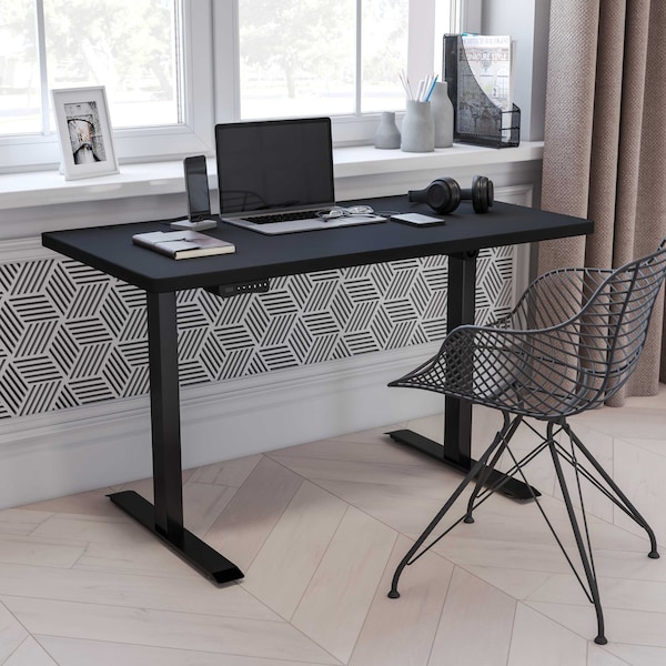 Flash Furniture Electric Adjustable Standing Desk, 48"Wx24"D, Black NAN-TG-2046-BK-GG